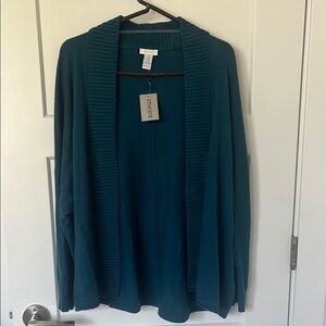 Chico's Teal Open Front Cardigan Sweater